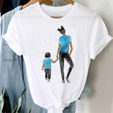 T-shirts Women Striped Boys Cute Mom Crown Mother Mama Ladies Fashion Clothes Graphic Tshirt Top Lady Print Female Tee T-Shirt