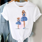 T-shirts Women Striped Boys Cute Mom Crown Mother Mama Ladies Fashion Clothes Graphic Tshirt Top Lady Print Female Tee T-Shirt