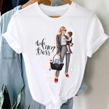 T-shirts Women Striped Boys Cute Mom Crown Mother Mama Ladies Fashion Clothes Graphic Tshirt Top Lady Print Female Tee T-Shirt