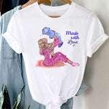 T-shirts Women Striped Boys Cute Mom Crown Mother Mama Ladies Fashion Clothes Graphic Tshirt Top Lady Print Female Tee T-Shirt
