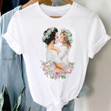 T-shirts Women Striped Boys Cute Mom Crown Mother Mama Ladies Fashion Clothes Graphic Tshirt Top Lady Print Female Tee T-Shirt