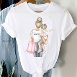 T-shirts Women Striped Boys Cute Mom Crown Mother Mama Ladies Fashion Clothes Graphic Tshirt Top Lady Print Female Tee T-Shirt