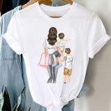 T-shirts Women Striped Boys Cute Mom Crown Mother Mama Ladies Fashion Clothes Graphic Tshirt Top Lady Print Female Tee T-Shirt