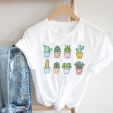 Women Printing Floral Flower 90s Cartoon Ladies Streetwear Style Fashion Clothes Print Tee Top Tshirt Female Graphic T-shirt