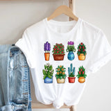 Women Printing Floral Flower 90s Cartoon Ladies Streetwear Style Fashion Clothes Print Tee Top Tshirt Female Graphic T-shirt