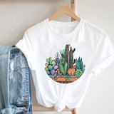 Women Printing Floral Flower 90s Cartoon Ladies Streetwear Style Fashion Clothes Print Tee Top Tshirt Female Graphic T-shirt