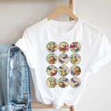 Women Printing Floral Flower 90s Cartoon Ladies Streetwear Style Fashion Clothes Print Tee Top Tshirt Female Graphic T-shirt