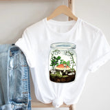Women Printing Floral Flower 90s Cartoon Ladies Streetwear Style Fashion Clothes Print Tee Top Tshirt Female Graphic T-shirt