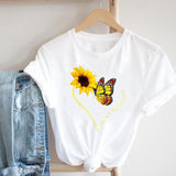 Women Printing Floral Flower 90s Cartoon Ladies Streetwear Style Fashion Clothes Print Tee Top Tshirt Female Graphic T-shirt
