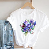 Women Printing Floral Flower 90s Cartoon Ladies Streetwear Style Fashion Clothes Print Tee Top Tshirt Female Graphic T-shirt