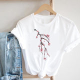 Women Printing Floral Flower 90s Cartoon Ladies Streetwear Style Fashion Clothes Print Tee Top Tshirt Female Graphic T-shirt