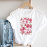 Women Printing Floral Flower 90s Cartoon Ladies Streetwear Style Fashion Clothes Print Tee Top Tshirt Female Graphic T-shirt