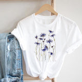 Women Printing Floral Flower 90s Cartoon Ladies Streetwear Style Fashion Clothes Print Tee Top Tshirt Female Graphic T-shirt