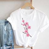 Women Printing Floral Flower 90s Cartoon Ladies Streetwear Style Fashion Clothes Print Tee Top Tshirt Female Graphic T-shirt