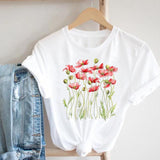 Women Printing Floral Flower 90s Cartoon Ladies Streetwear Style Fashion Clothes Print Tee Top Tshirt Female Graphic T-shirt
